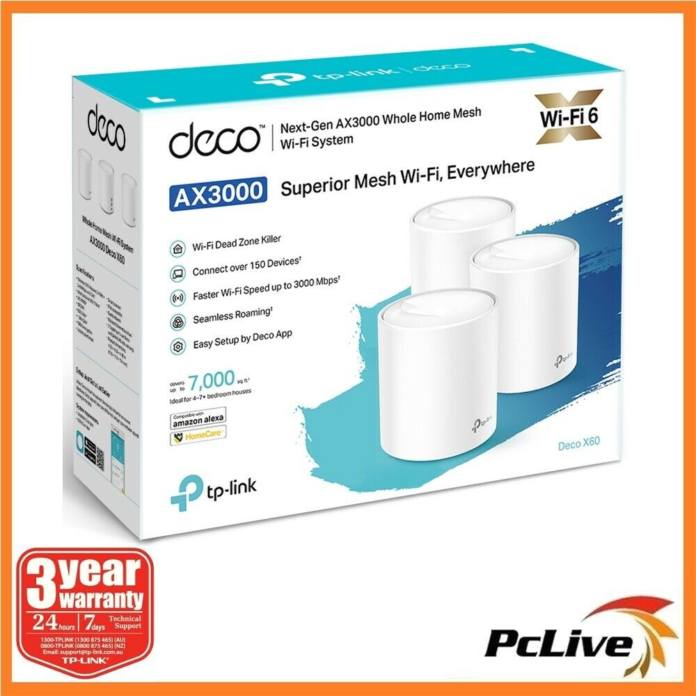 TP-Link Deco X60 3 Pack AX3000 Whole Home Mesh Wi-Fi 6 Wireless Router